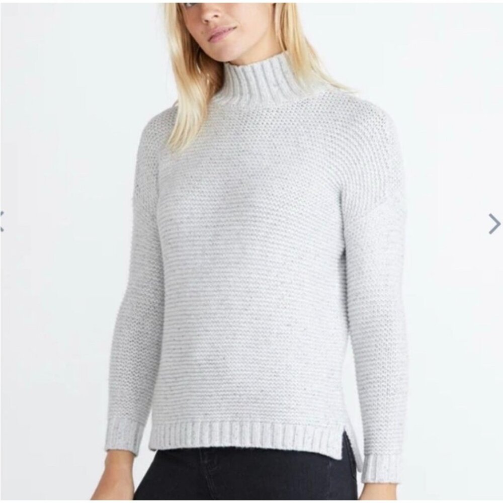Marine Layer Womens Remi Sweater Medium Light Heather Gray neps knit‎ turtleneck
